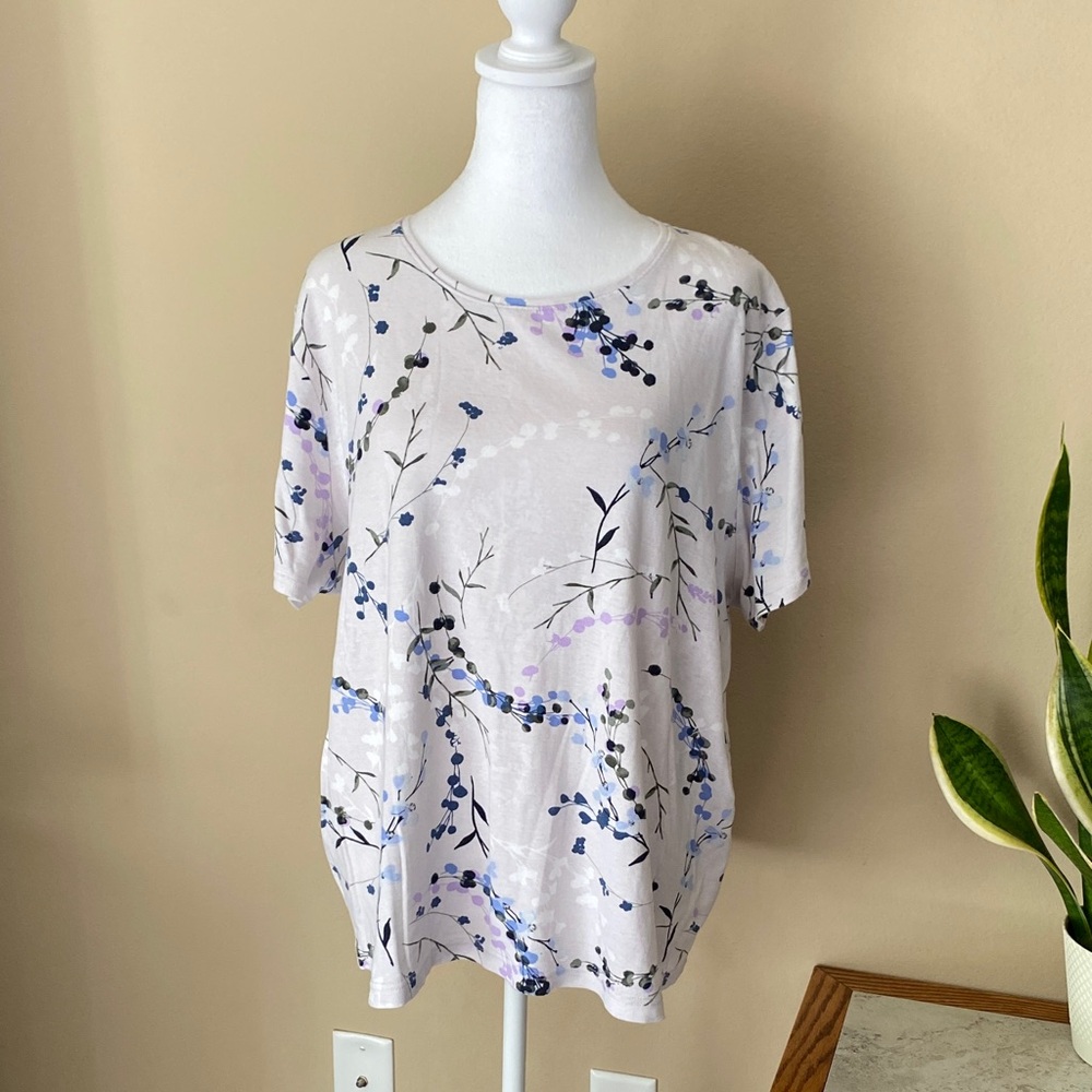 Croft & Barrow Classic Tee Floral Short Sleeve Top Size 2X
